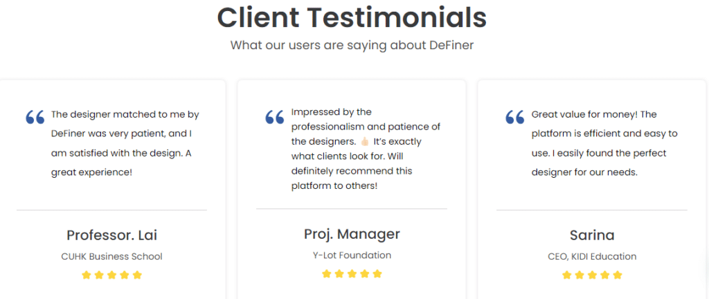Examples of Client Testimonials: What users are saying about DeFiner